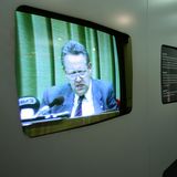 Erinnerung an die historische Pressekonferenz mit SED-Funktionär Günter Schabowski am 9. November 1989 in der Gedenkstätte Deutsche Einheit in Marienborn. Er verkündete seinerzeit die Öffnung der innerdeutsche Grenze – "unverzüglich".