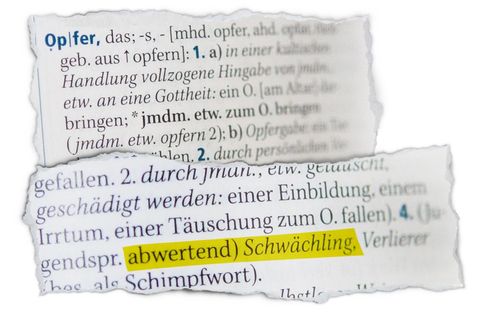 Ausriss aus Duden: Opfer