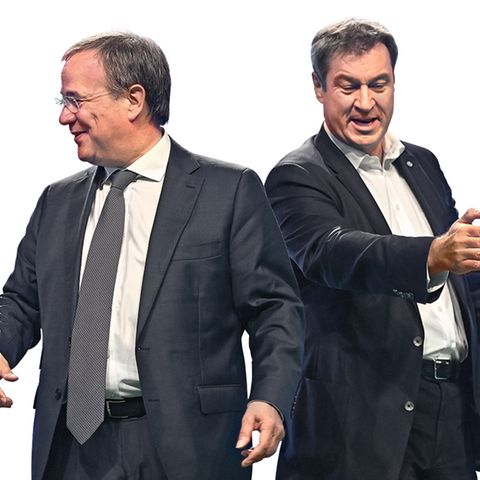 Armin Laschet und Markus Söder gegeneinander gewandt