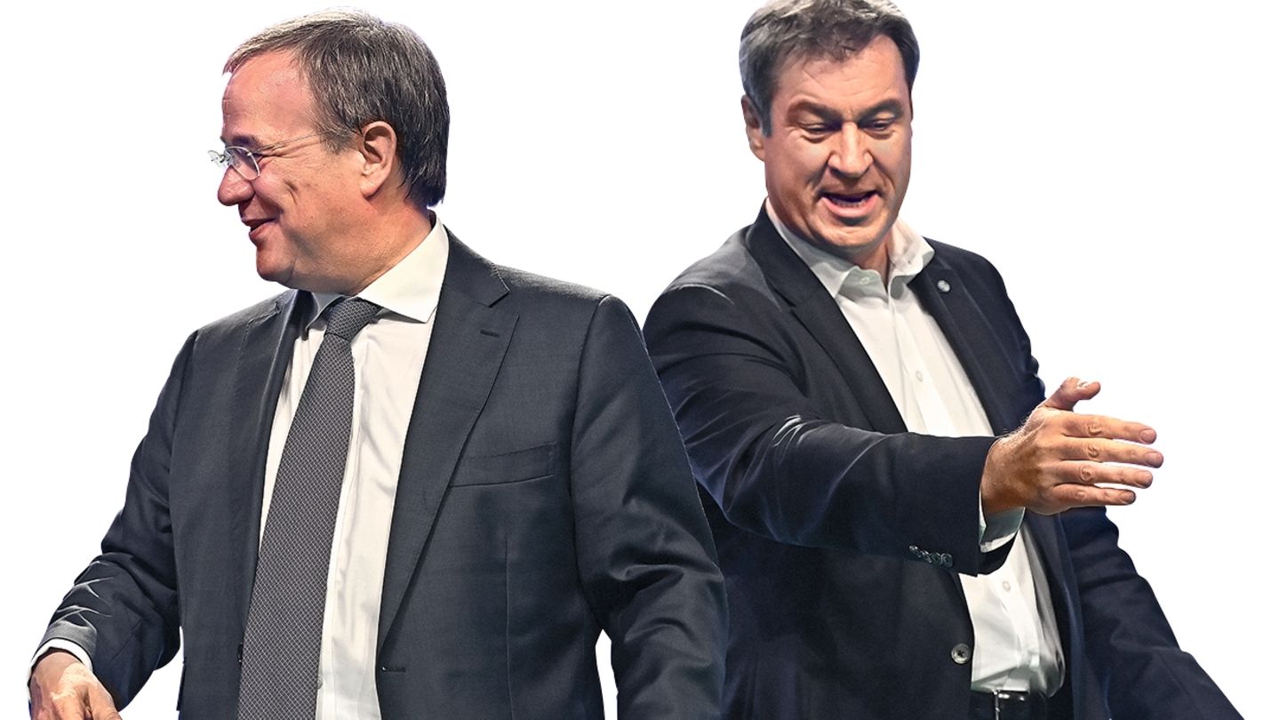 Armin Laschet und Markus Söder gegeneinander gewandt