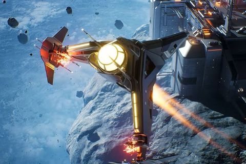 In Science Fictions ist der Asteroidengürtel beliebt - Screenshot aus dem Videospiel „Everspace 2“ des Hamburger Entwicklers Rockfish Games. 