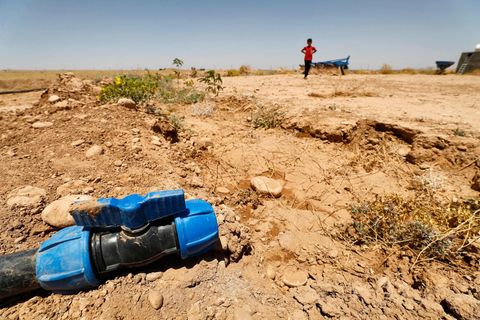 Ausgetrocknetes Feld im Irak, im Juni 2021