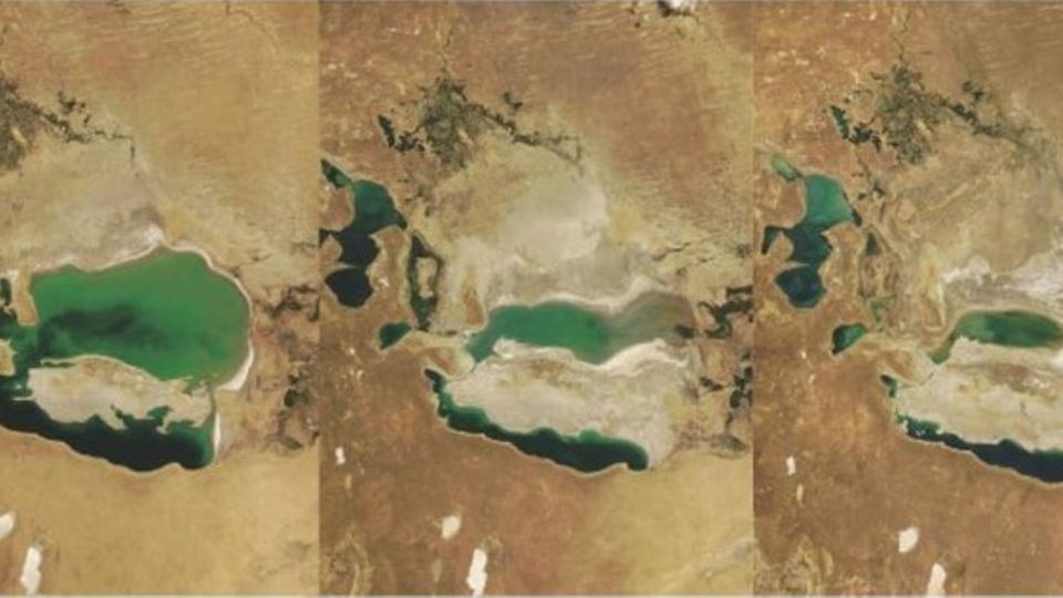 Menschengemachte Katastrophe: Die Satellitenfotos zeigen, wie der Aralsee zwischen den Jahren 2000 und 2018 schrumpfte