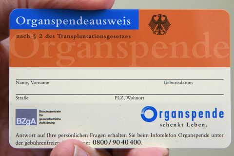 Ein nicht ausgefüllter Organspendeausweis