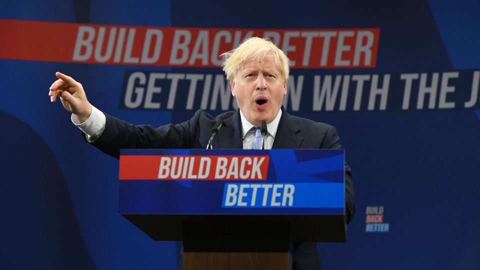 Boris Johnson während seiner Rede auf dem Parteitag der Tories in Manchester