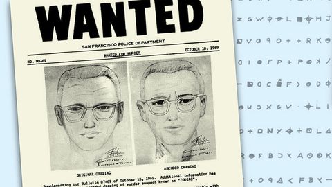 Phantombild des Zodiac Killers vor einer seiner verschlüsselten Nachrichten