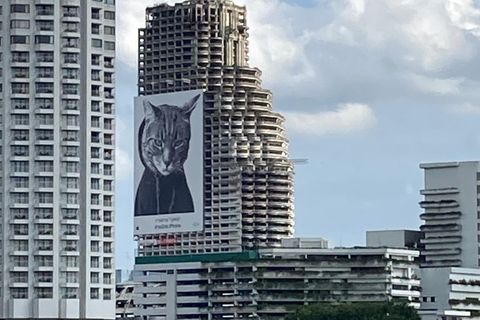 Die einzigen Einnahmen, die durch den Turm zustande kommen, sind Gelder für riesige Plakate an der Fassade.
