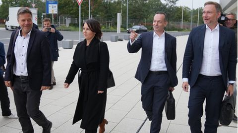 Robert Habeck, Annalena Baerbock, Volker Wissing, Christian Lindner (v.l.n.r.)
