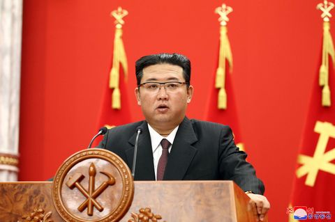 Nordkoreas Diktator Kim Jong Un bei einer Ansprache