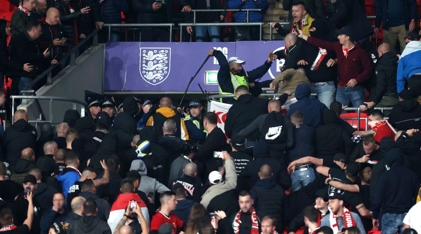 World Cup qualification: rioting by Hungarian fans during the game against England at Wembley