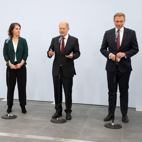 Die Parteispitzen von Grünen, SPD und FDP