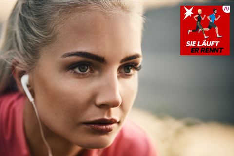 Eine Läuferin konzentriert sich