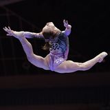 Jana Worona bei der Frauenqualifikation am zweiten Tag des Wettbewerbs. Die russische Kunstturnerin war Mitglied des Teams, das beim Europäischen Olympischen Jugendfestival 2019 Gold gewann, und war die Stellvertreterin des Teams, das bei den ersten Junioren-Weltmeisterschaften Gold gewann.