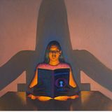 Das Modell liest während der Pandemie den dystopischen Klassiker 1984 von George Orwell.