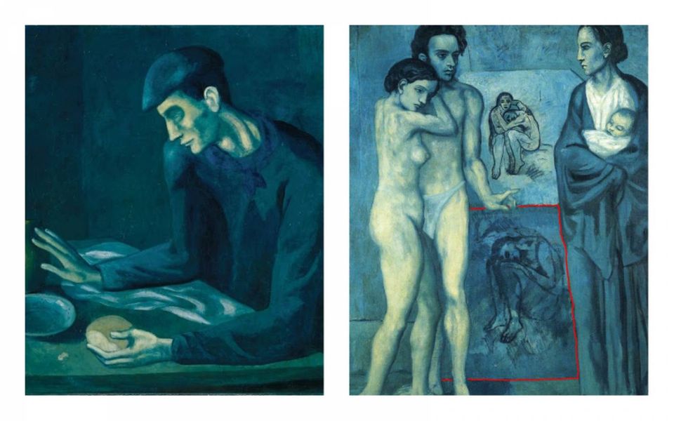 Picassos Gemälde "The Blind Man’s Meal" (v.l.) und "La vie". Picassos Gemälde "The Blind Man’s Meal" und "La vie".
