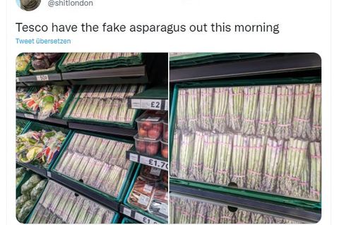 Ein Twitter-User fotografierte Spargelbilder in einer Tesco-Filliale