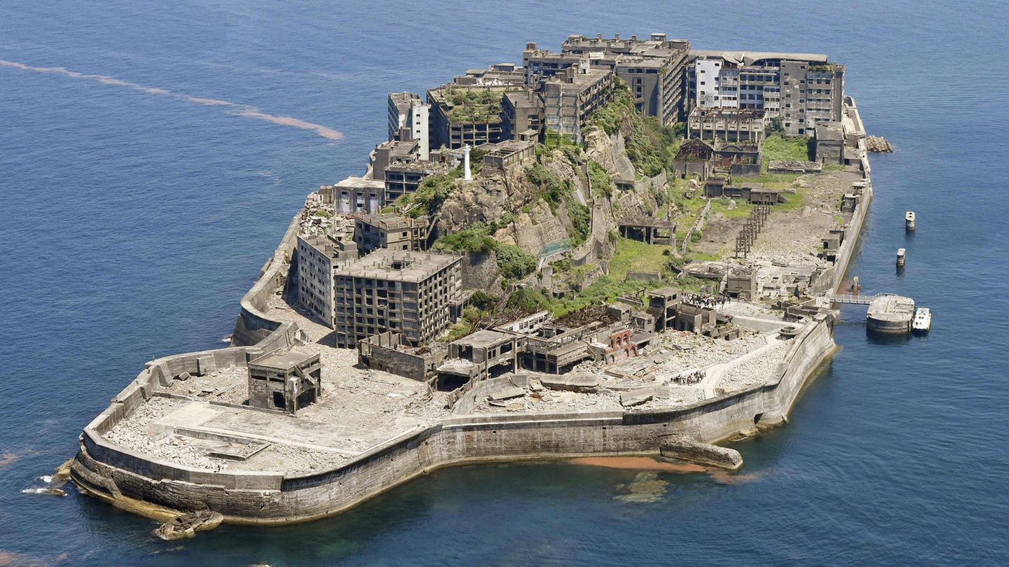 Luftaufnahme von Hashima Island