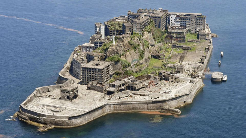 Luftaufnahme von Hashima Island