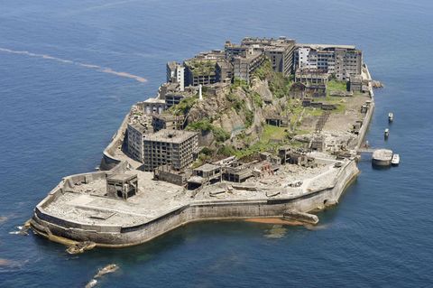 Luftaufnahme von Hashima Island