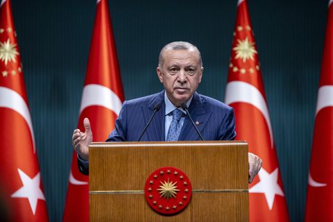Türkischer Präsident Recep Tayyip Erdogan bei einer Rede in Ankara