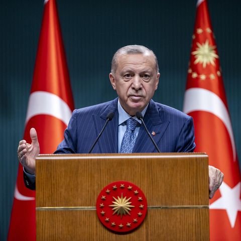 Türkischer Präsident Recep Tayyip Erdogan bei einer Rede in Ankara