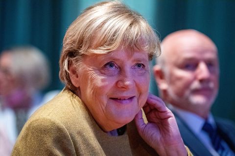 Angela Merkel bei einem Stadtempfang in Greifswald