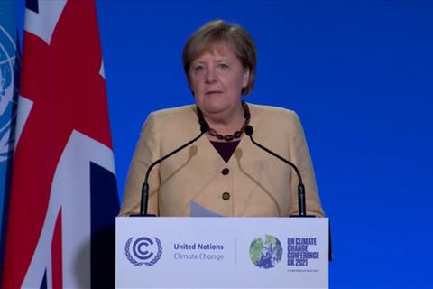 Klimagipfel in Glasgow: "Nicht da, wo wir hinmüssen": Merkel fordert weltweiten CO2-Preis