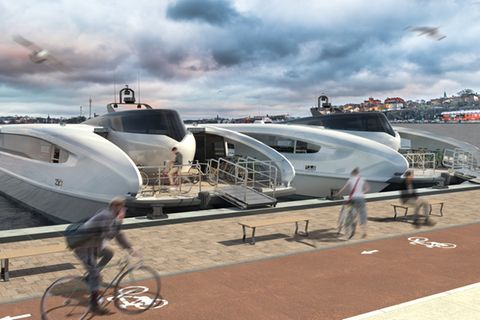 Für die Passagiere gibt es ein breites Deck. Und für Schweden selbstverständlich: Fahrräder sind willkommen.