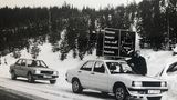 Erprobung des Mercedes 190 (W201) am Polarkreis in Schweden in der Nähe von Jokmokk