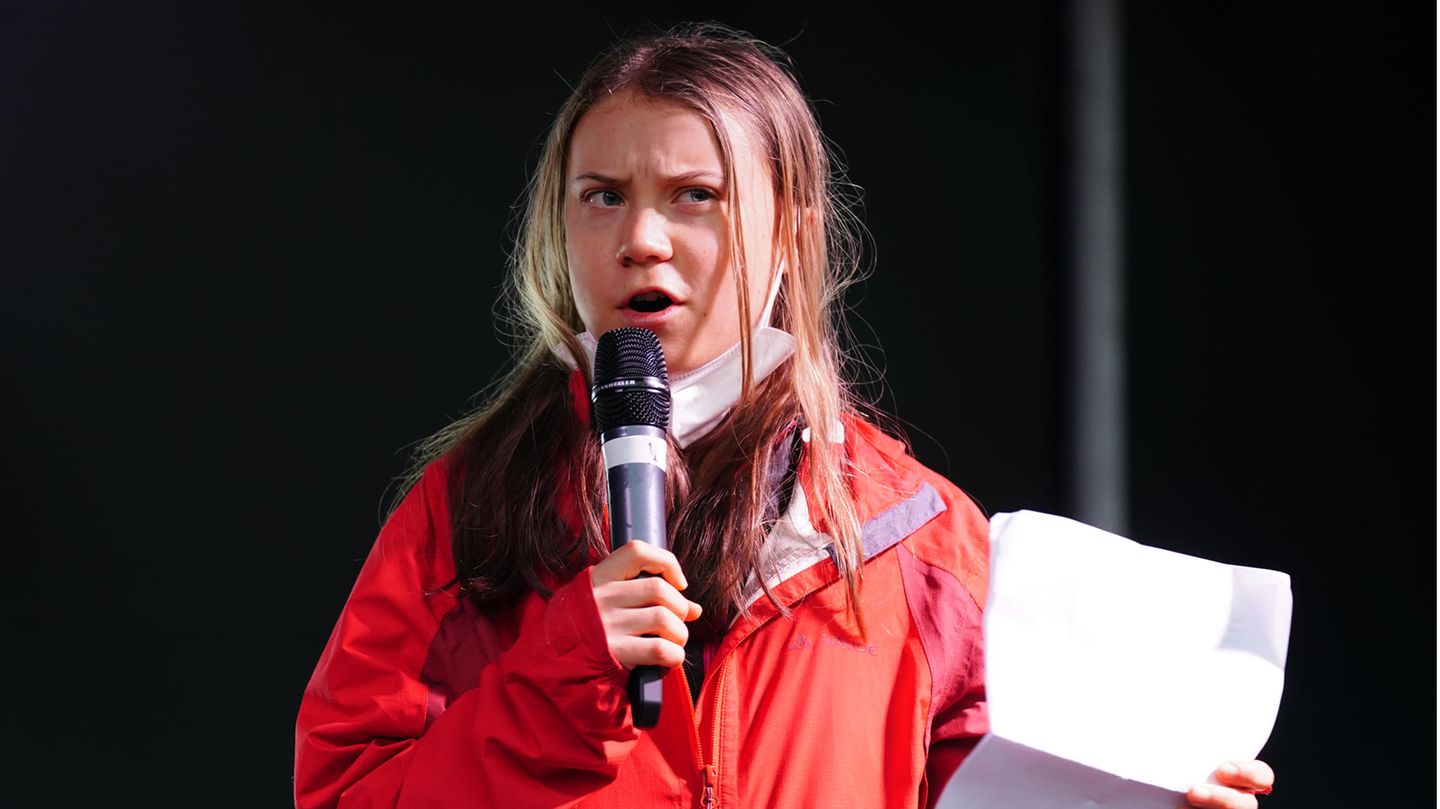 Greta Thunberg, Klimaaktivistin aus Schweden, spricht während einer Demonstration am Rande des UN-Klimagipfels