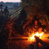 Bei einem selbstgebauten Lagerfeuer wärmen sich die Migranten, die bei eisigen Temperaturen zwischen Polen und Belarus feststecken.