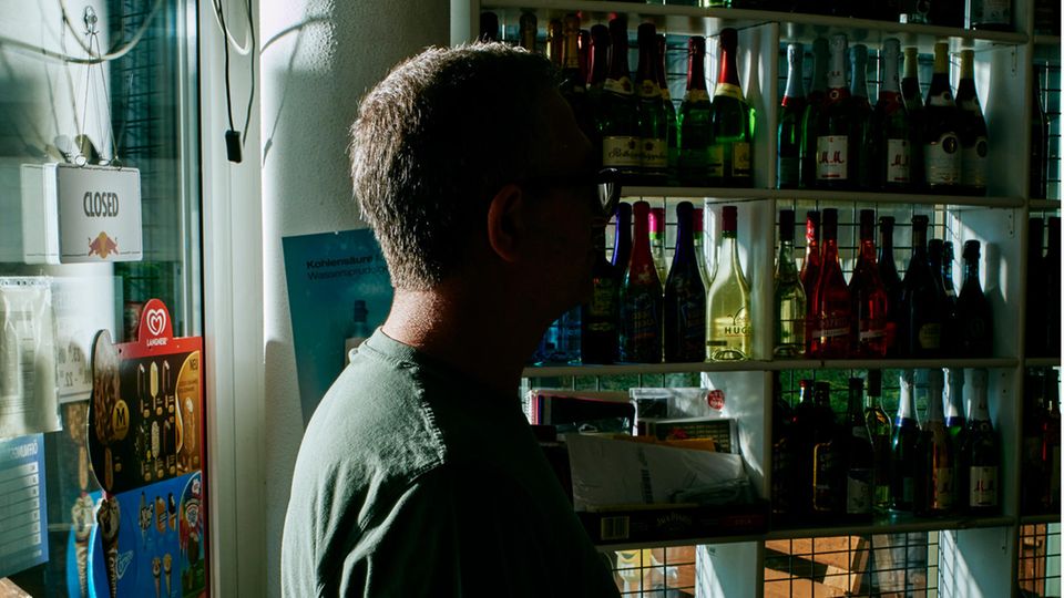 Kerim Demir in his kiosk.