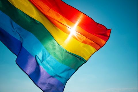 Regenbogenflagge im Sonnenschein