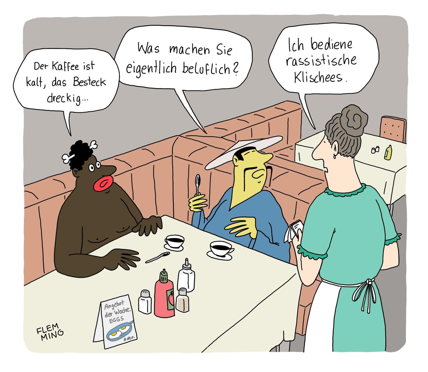 Der "Geflügelte Bleistift in Silber" ging an Kai Flemming für sein Bild "Rassistische Klischees".