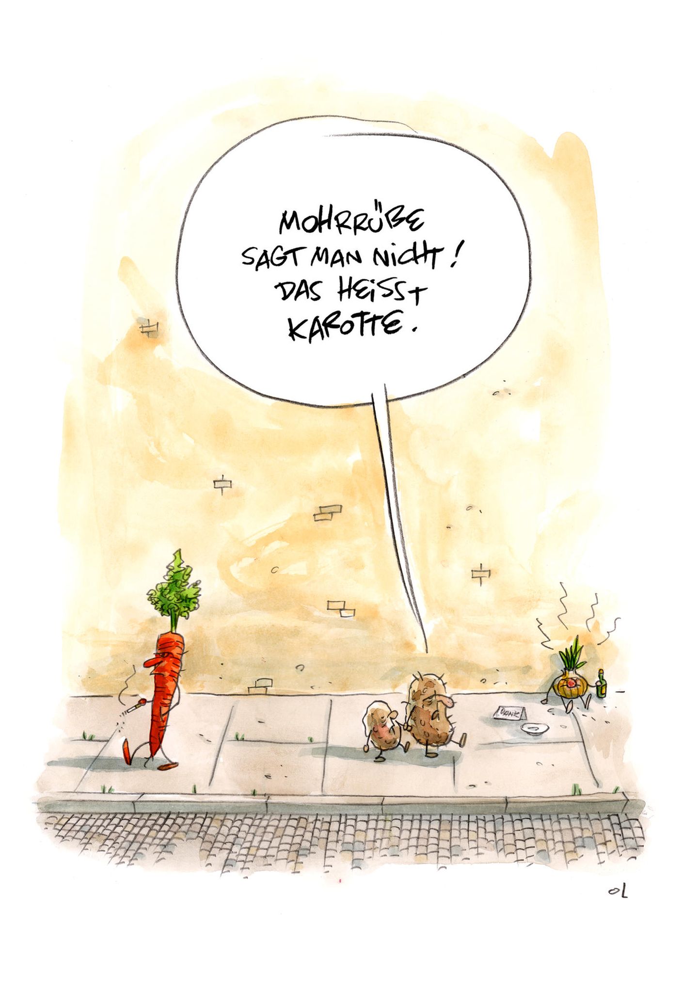 Für seine Zeichnung "Das M-Wort" "Das M-Wort " wurde Olaf Schwarzbach beim Deutschen Karikaturenpreis 2021 mit dem "Geflügelten Bleistift in Gold" ausgezeichnet.