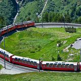 Berninabahn in Kurve