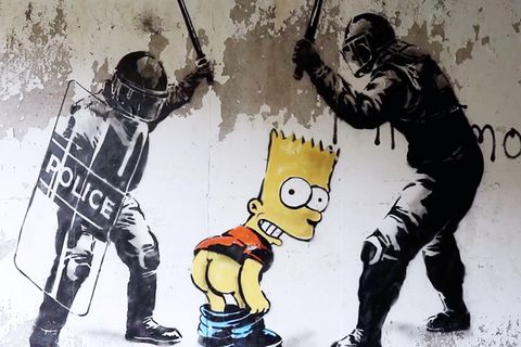 Streetart: Banksy soll absurde Festnahme mit Kunstwerk kommentiert haben.