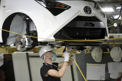 Ein Toyota Aygo in der Produktion