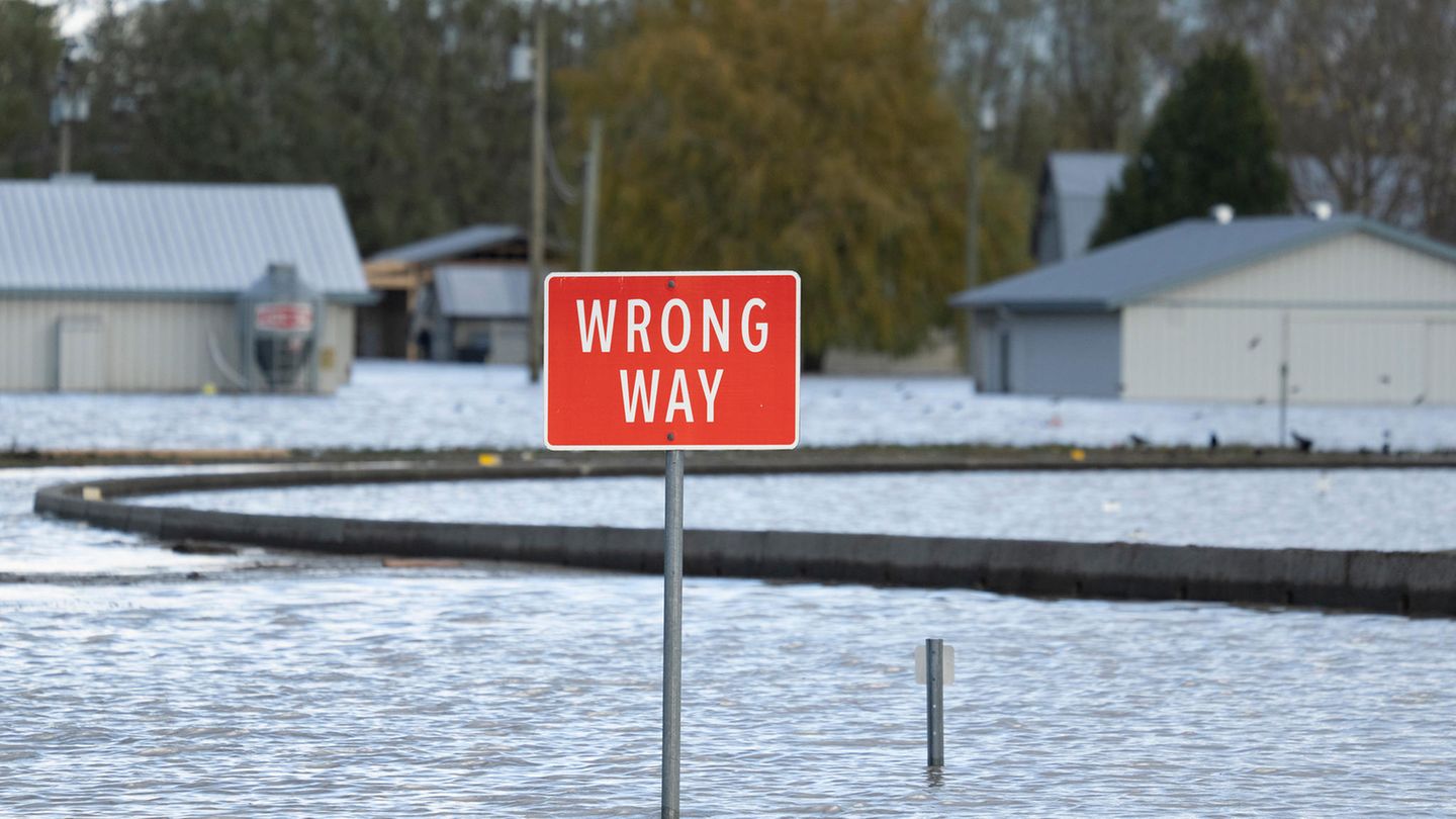 Neben Straßen sind auch Farmen überschwemmt worden, wie hier in Chilliwack.