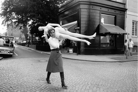 Jil Sander mit einer Schaufensterpuppe