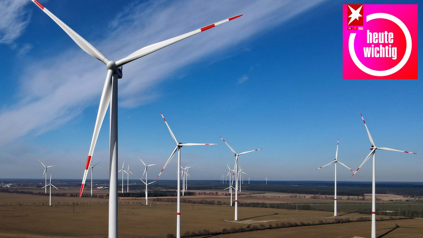 Windräder stehen in einem Windpark