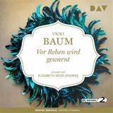 Vicky Baum: Vor Rehen wird gewarnt  Auch Frauen können böse sein, sie greifen dabei jedoch oft zu anderen Mitteln als Männer - so wie in diesem Klassiker von Vicky Baum. Äußerlich ein zartes Reh, verfolgt Ann Ambros eiskalt berechnend ihre Ziele mittels rücksichtsloser Manipulation ihrer Mitmenschen. um sich selbst ein glamouröse Leben zu sichern, spannt sie ihrer Schwester den Mann aus, einem international gefeierten Geigenvirtuosen. Doch das war nur der Anfang. Bis ins hohe Alter hinein treibt Ann ihre hinterlistigen Winkelzüge - bis ihre Stieftochter Joy zu drastischen Maßnahmen greift. 