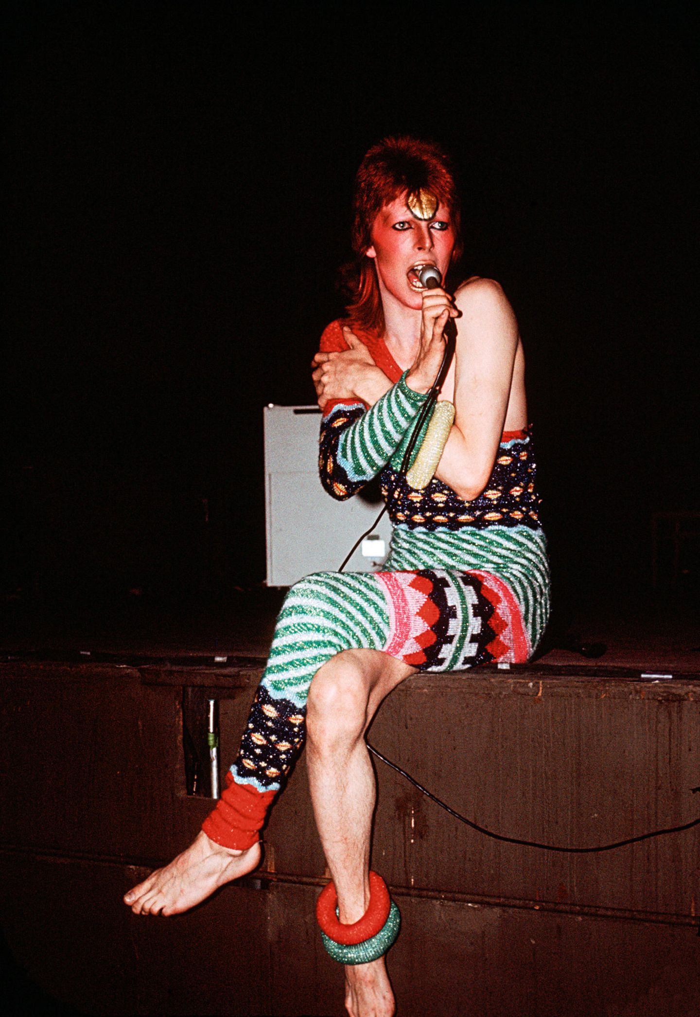 "Lady Stardust": "The boy in the bright blue jeans / Jumped up on the stage / And lady stardust sang his songs / Of darkness and disgrace
