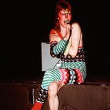 "Lady Stardust": "The boy in the bright blue jeans / Jumped up on the stage / And lady stardust sang his songs / Of darkness and disgrace