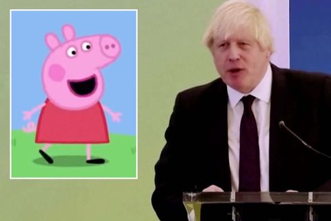 Britischer Premier: Motorengeräusche und immer wieder "Peppa Wutz": Boris Johnson verwirrt mit bizarrer Rede