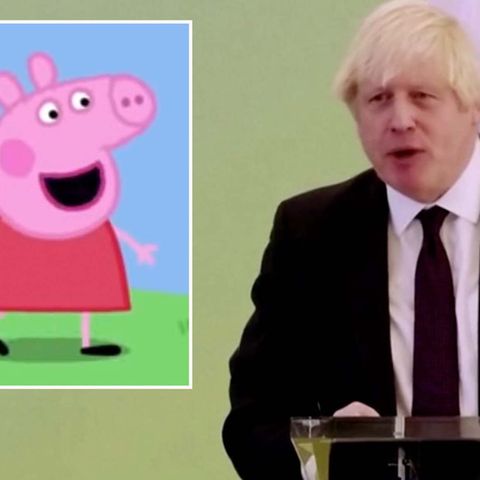 Britischer Premier: Motorengeräusche und immer wieder "Peppa Wutz": Boris Johnson verwirrt mit bizarrer Rede