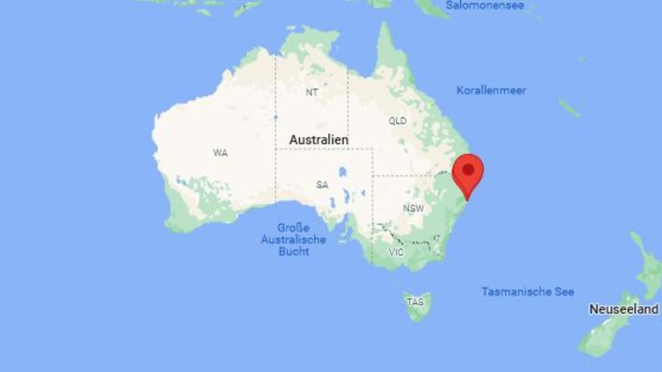 Australien: Die Hai-Begegnung mit glücklichem Ausgang ereignete sich an der Küste von Port Macquarie im Osten Australiens Die Hai-Begegnung mit glücklichem Ausgang ereignete sich an der Küste von Port Macquarie im Osten Australiens