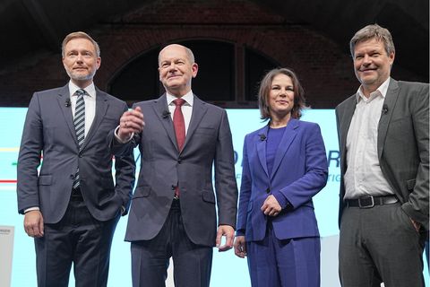 Christian Lindner, Olaf Scholz, Annalena Baerbock und Robert Habeck