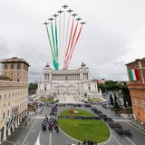 Italien, Rom: die Frecce Tricolori, eine Kunstflugstaffel der italienischen Luftwaffe