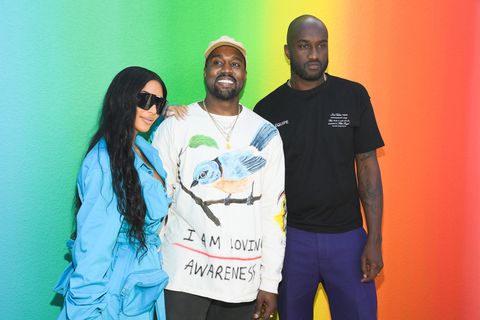 Kim Kardashian, Kanye West and Virgil Abloh 2019 bei der Pariser Fashionweek